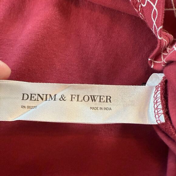 Denim And Flower Ricky Singh Red Patterned Polo 100% Cotton L - Picture 11 of 13